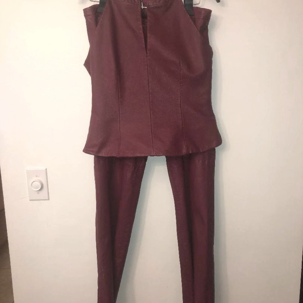 BCBG Red Leather Pants and Top